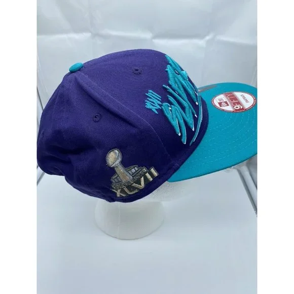 Super Bowl XLVII Snapback Hat Cap Purple Teal NFL New Orleans New Era 9Fifty - Picture 2 of 9